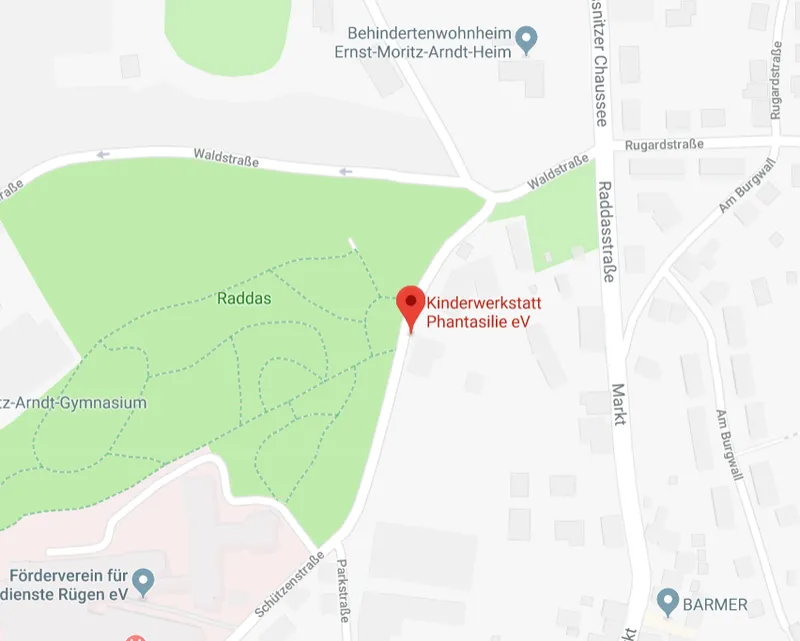 Karte zur Kinderwerkstatt Phantasilie in Bergen auf Rügen